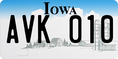 IA license plate AVK010