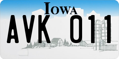 IA license plate AVK011