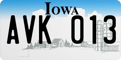 IA license plate AVK013
