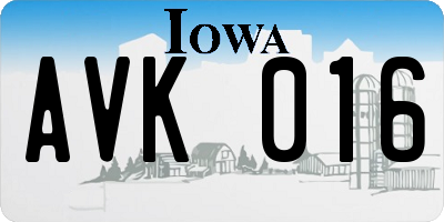 IA license plate AVK016