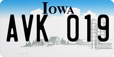 IA license plate AVK019