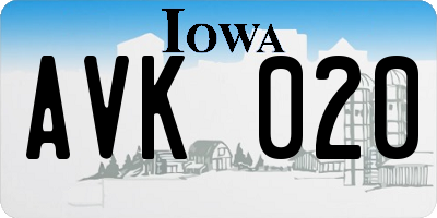 IA license plate AVK020