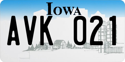 IA license plate AVK021