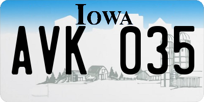 IA license plate AVK035