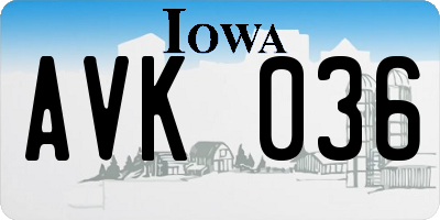 IA license plate AVK036