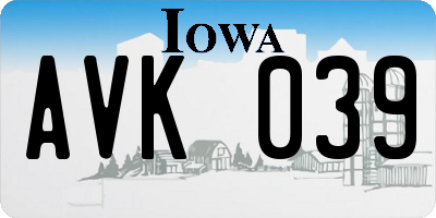 IA license plate AVK039