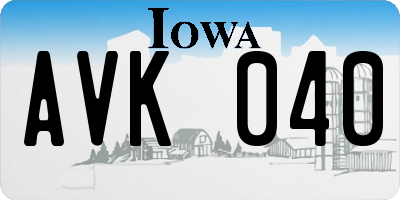 IA license plate AVK040
