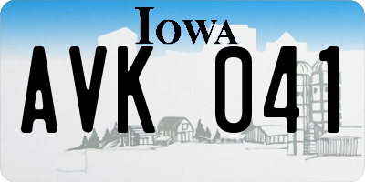 IA license plate AVK041