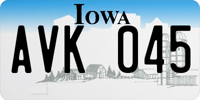 IA license plate AVK045