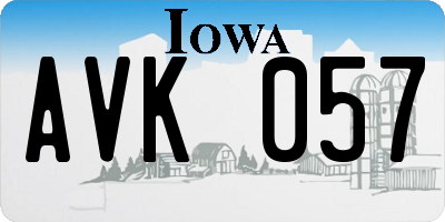 IA license plate AVK057