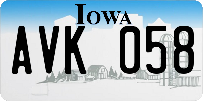 IA license plate AVK058