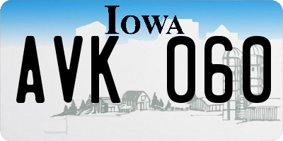 IA license plate AVK060
