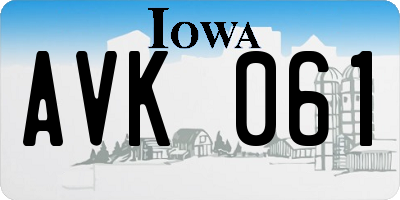 IA license plate AVK061