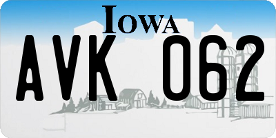 IA license plate AVK062