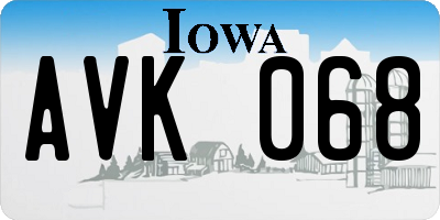 IA license plate AVK068