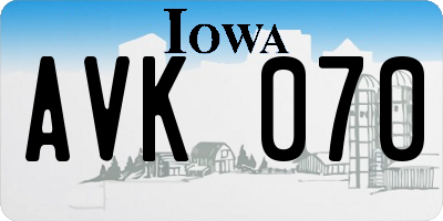 IA license plate AVK070