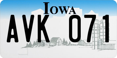 IA license plate AVK071