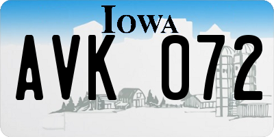 IA license plate AVK072