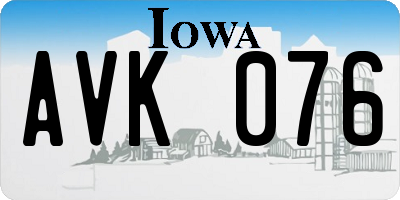 IA license plate AVK076