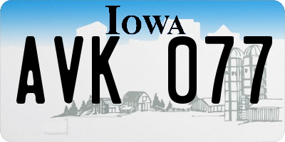 IA license plate AVK077