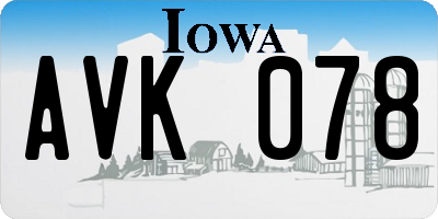 IA license plate AVK078