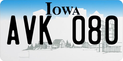 IA license plate AVK080
