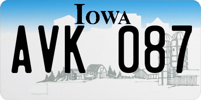 IA license plate AVK087