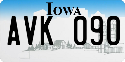 IA license plate AVK090