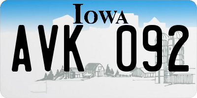 IA license plate AVK092