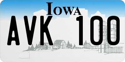 IA license plate AVK100