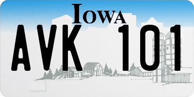 IA license plate AVK101