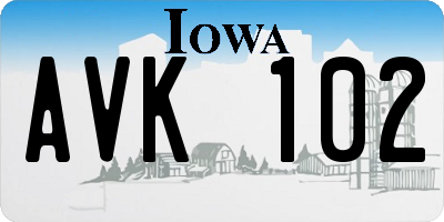 IA license plate AVK102