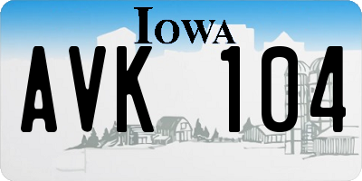 IA license plate AVK104