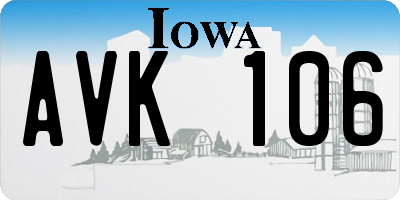 IA license plate AVK106