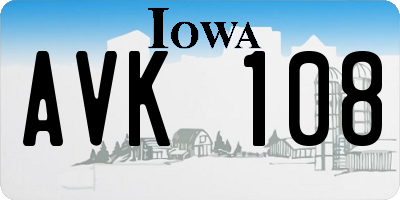 IA license plate AVK108
