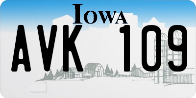 IA license plate AVK109