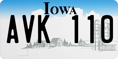 IA license plate AVK110