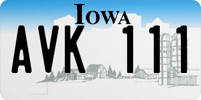 IA license plate AVK111