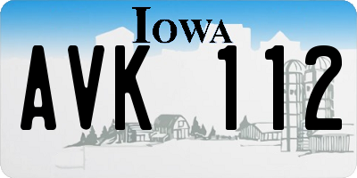 IA license plate AVK112