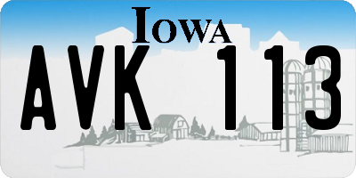 IA license plate AVK113