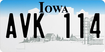 IA license plate AVK114