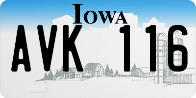 IA license plate AVK116