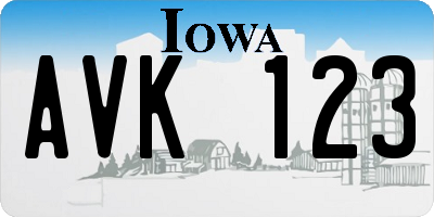 IA license plate AVK123