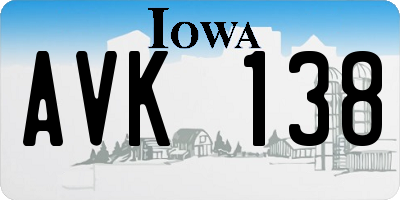 IA license plate AVK138