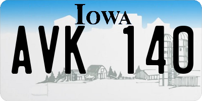 IA license plate AVK140