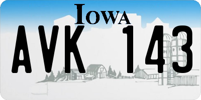 IA license plate AVK143