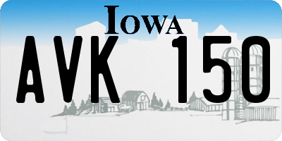 IA license plate AVK150