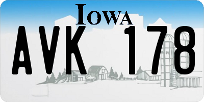 IA license plate AVK178