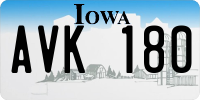 IA license plate AVK180