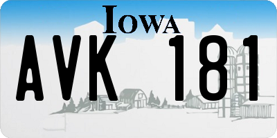 IA license plate AVK181